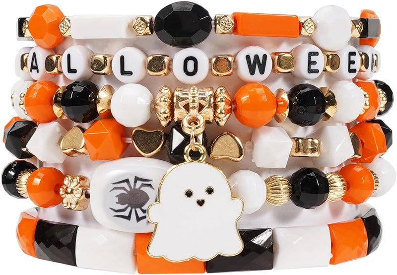 Lonext Halloween Bracelets Stackable Heishi Beaded Stretch Bracelets - Image 1